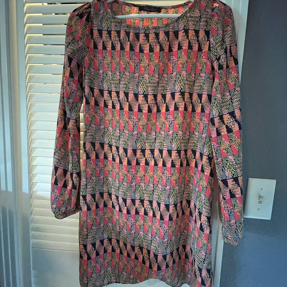 Honey Punch Geometric Pink and Black Dress